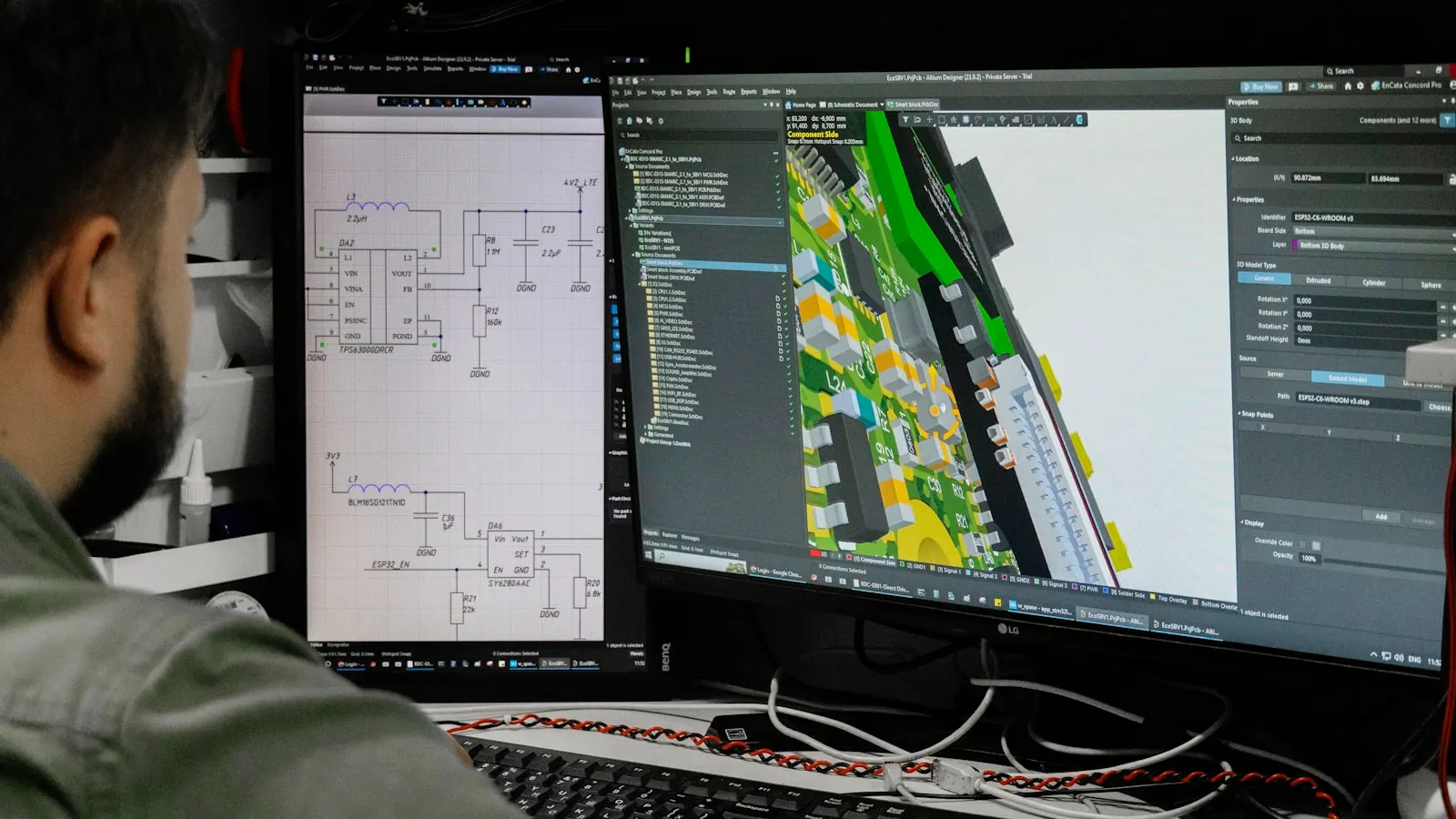 Technical schematic analysis on screen during reverse engineering